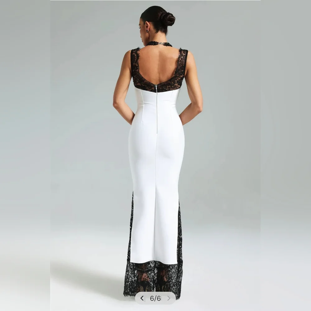 Gunnhild Lace Deep V Maxi Dress by Bella Barnett - Picture 4 of 9